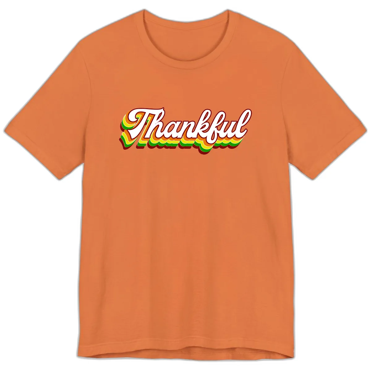 Retro Thankful Script Premium T-Shirt in Burnt Orange