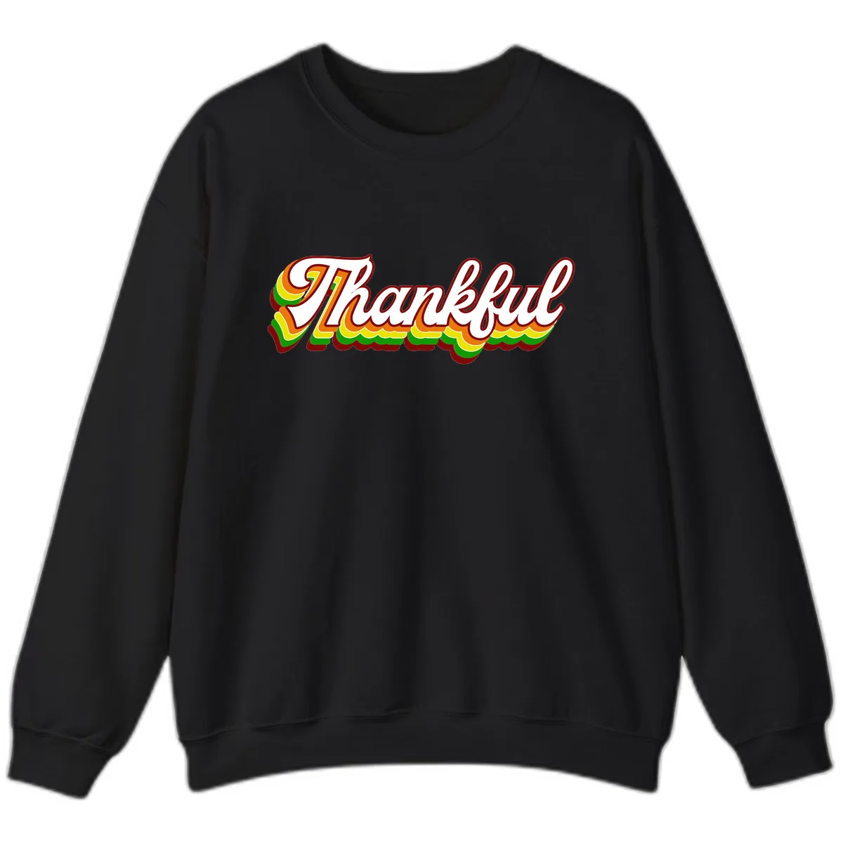 Retro Thankful Script Sweatshirt in Black