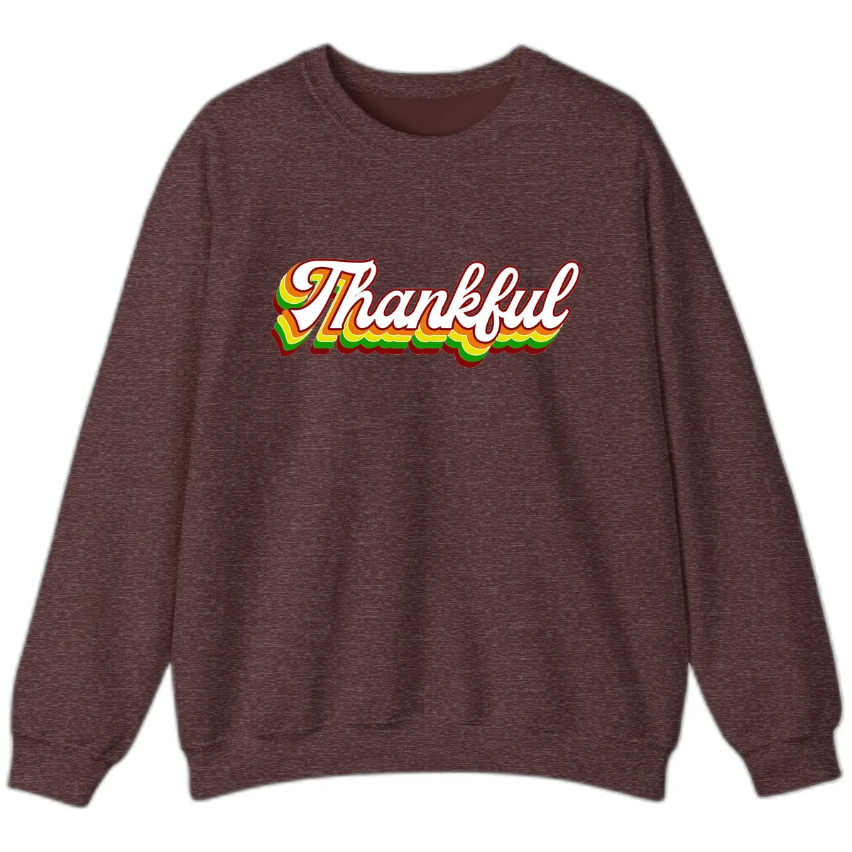 Retro Thankful Script Sweatshirt in Heather Sport Dark Maroon