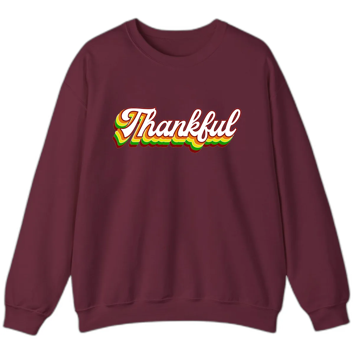 Retro Thankful Script Sweatshirt in Maroon