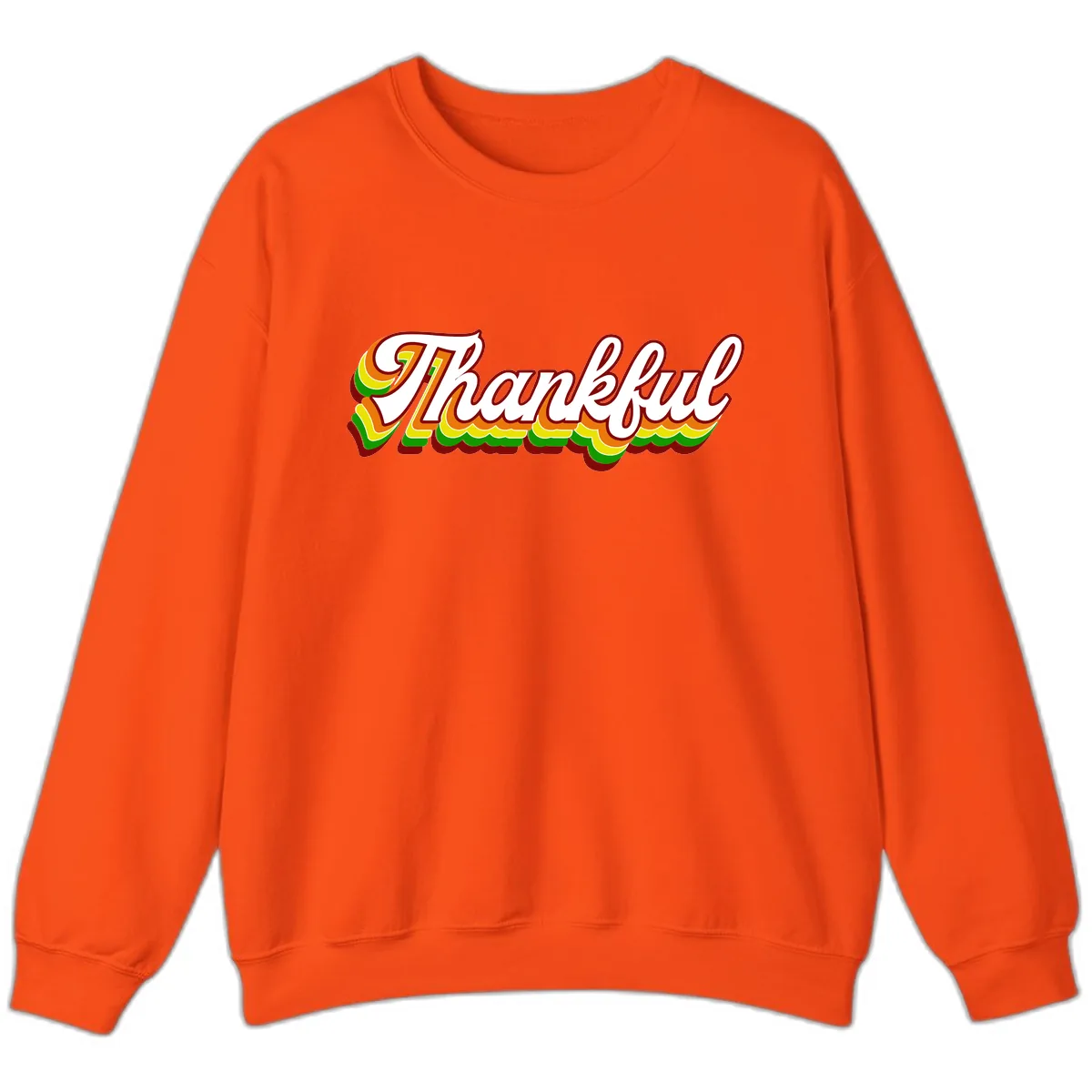 Retro Thankful Script Sweatshirt in Orange