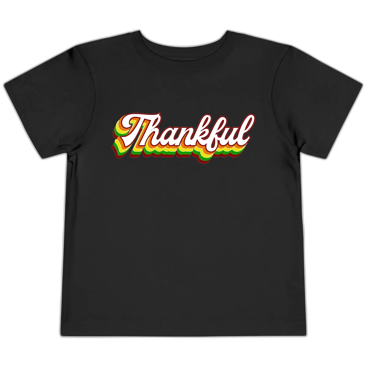 Retro Thankful Script Toddler T-Shirt in Black