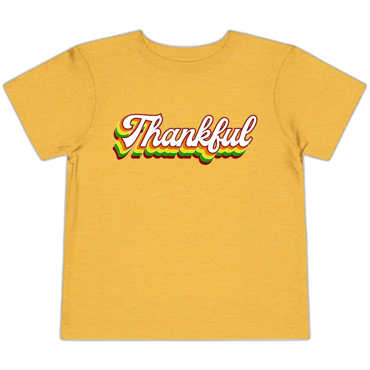 Retro Thankful Script Toddler T-Shirt in Heather Yellow Gold