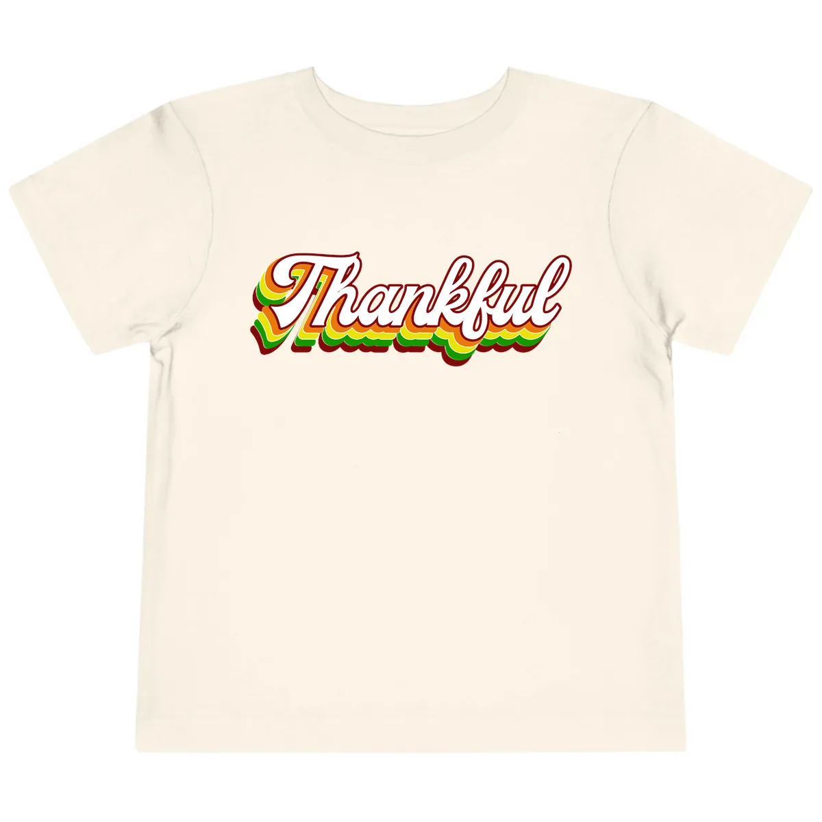Retro Thankful Script Toddler T-Shirt in Natural