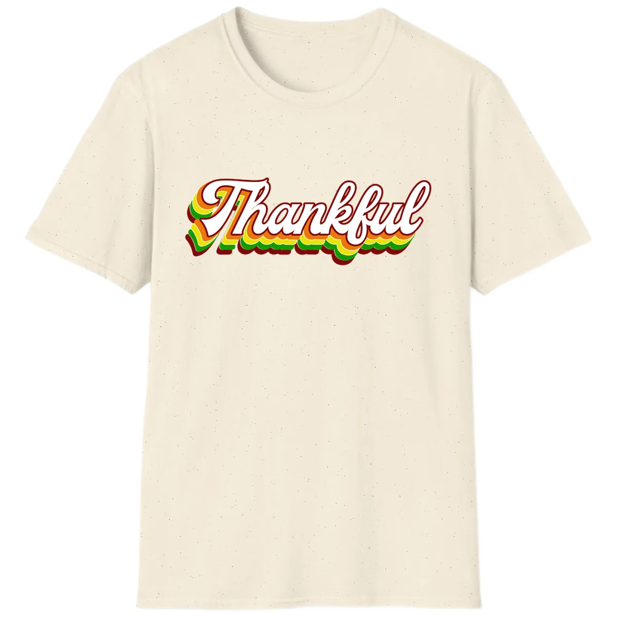 Retro Thankful Script T-Shirt in Natural