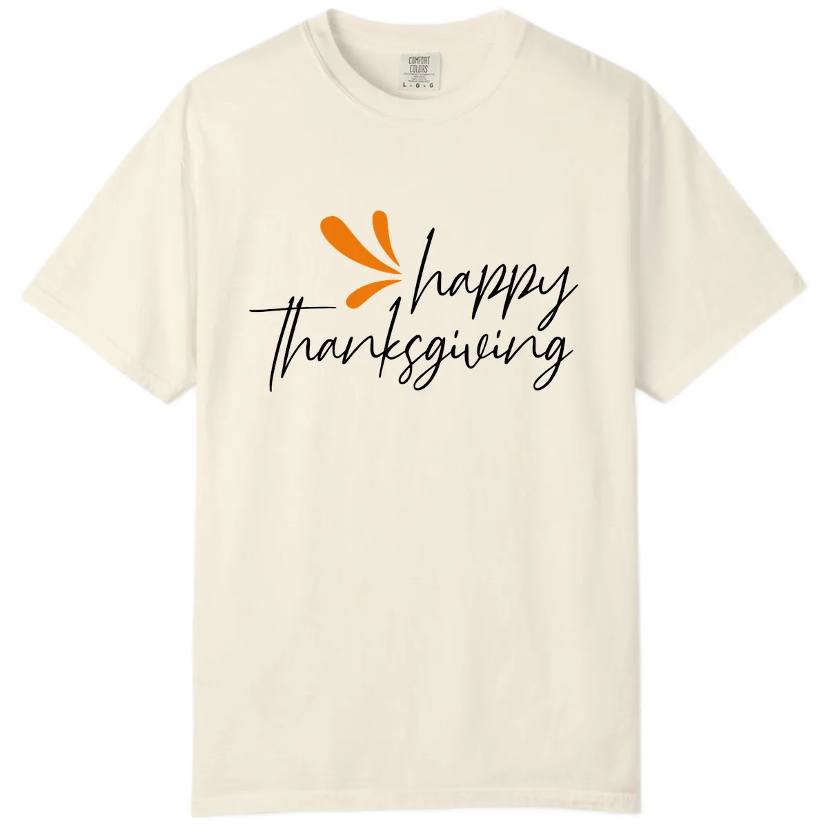 Happy Thanksgiving Script Design Comfort Color in Ivory