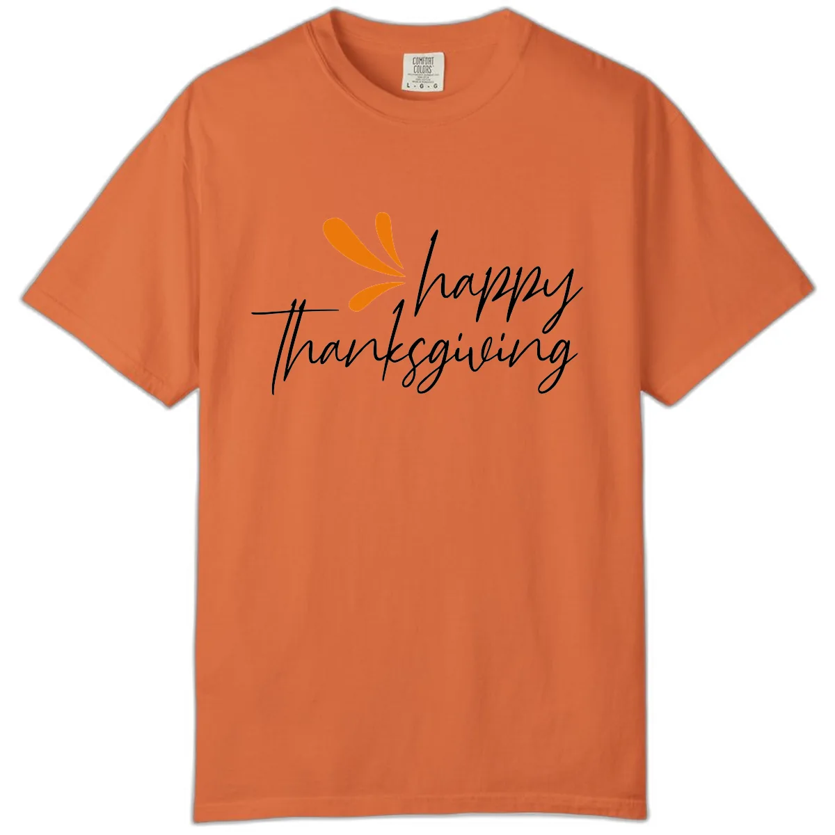 Happy Thanksgiving Script Design Comfort Color in Burnt Orange