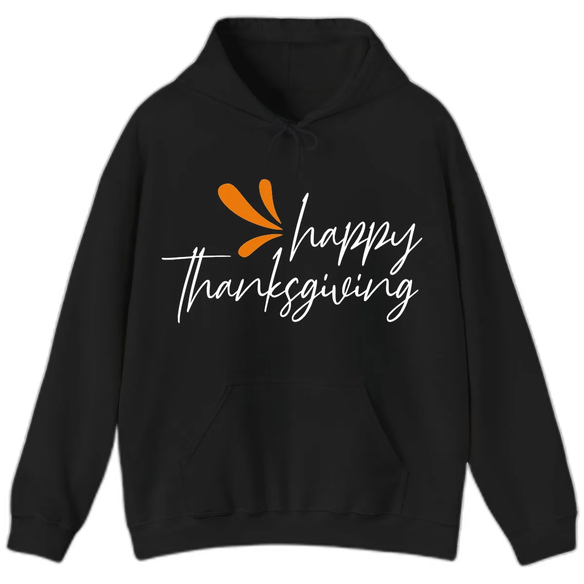 Happy Thanksgiving Script Design Hoodie in Black