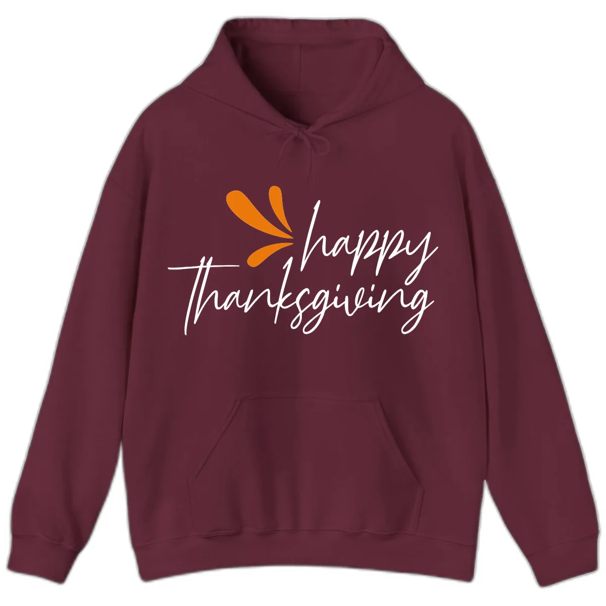 Happy Thanksgiving Script Design Hoodie in Maroon