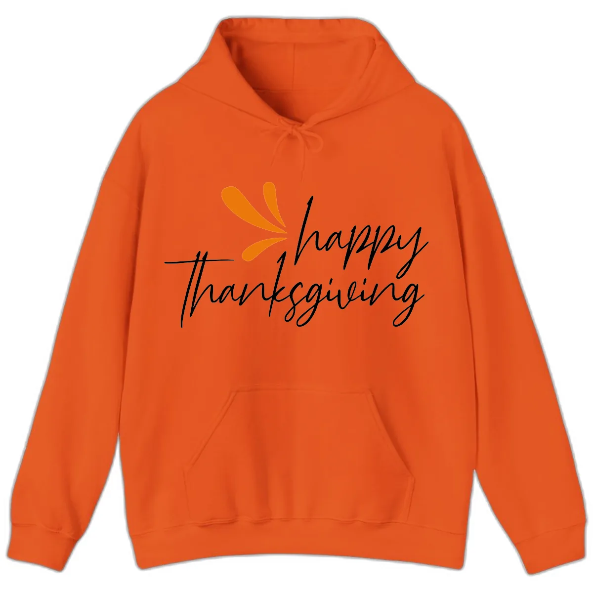 Happy Thanksgiving Script Design Hoodie in Orange