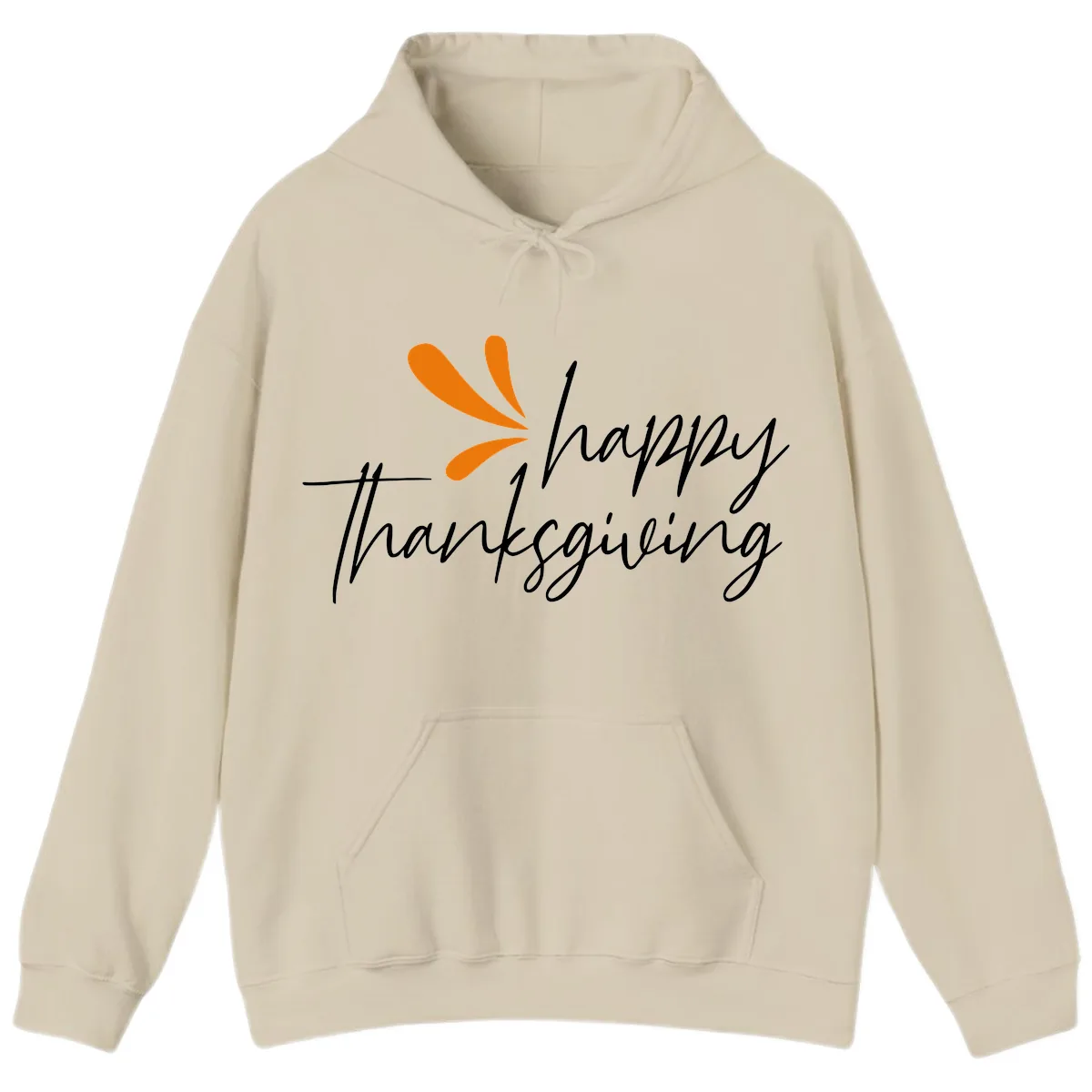 Happy Thanksgiving Script Design Hoodie in Sand