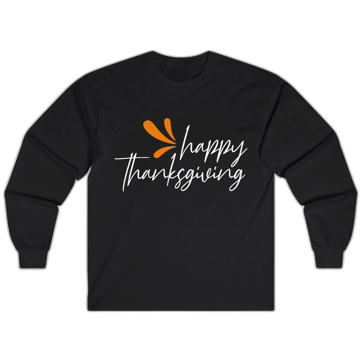 Happy Thanksgiving Script Design Long Sleeve in Black