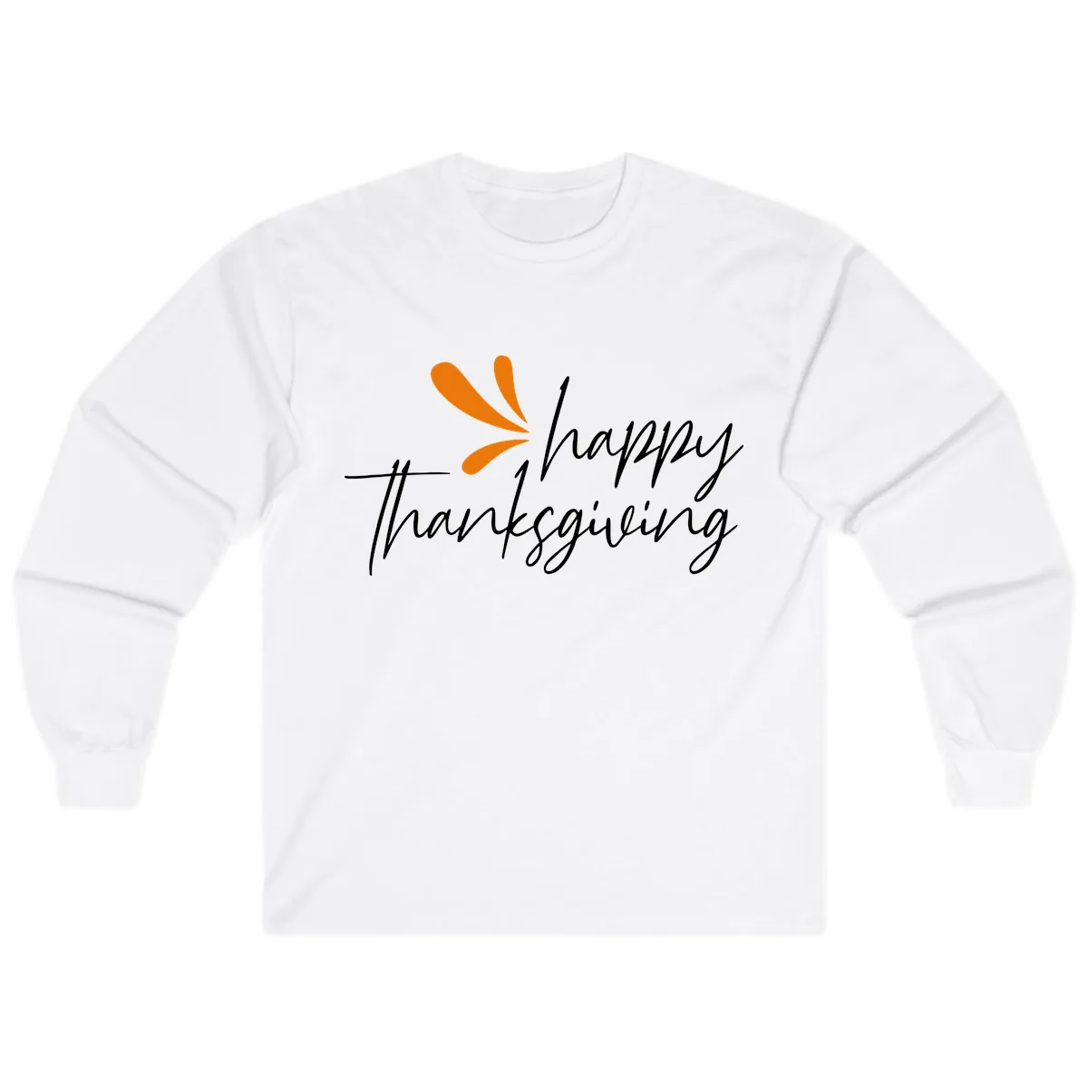 Happy Thanksgiving Script Design Long Sleeve in White
