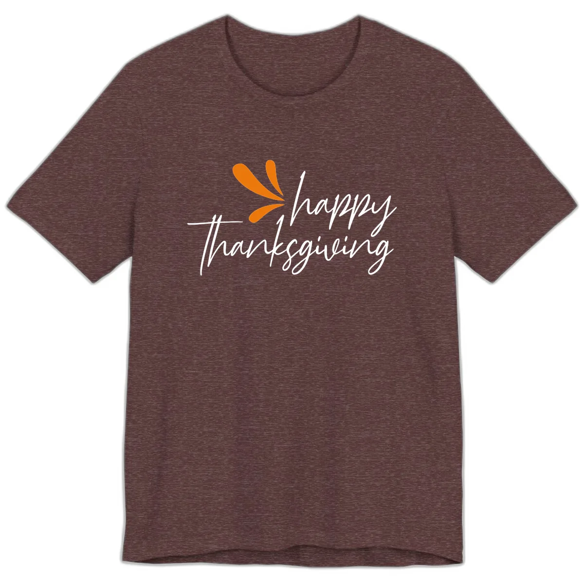 Happy Thanksgiving Script Design Premium T-Shirt in Heather Maroon