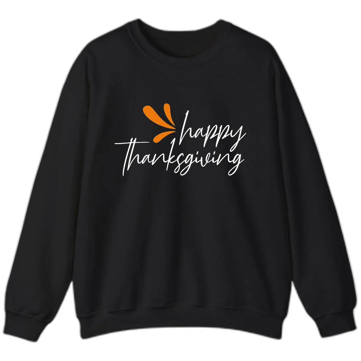 Happy Thanksgiving Script Design Sweatshirt in Black