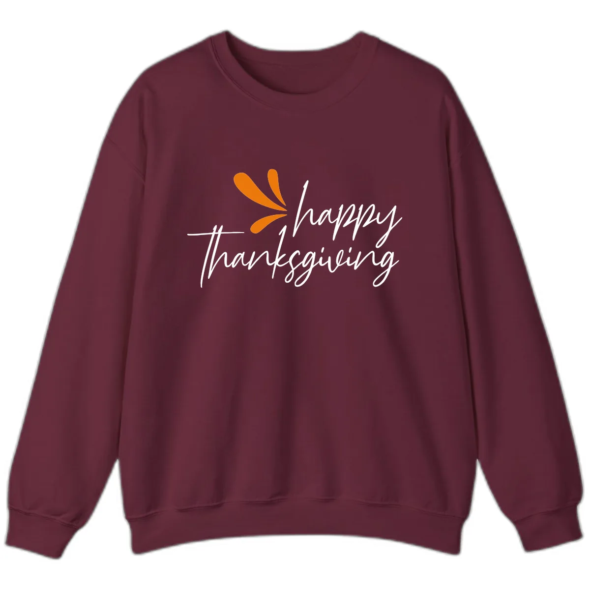 Happy Thanksgiving Script Design Sweatshirt in Maroon