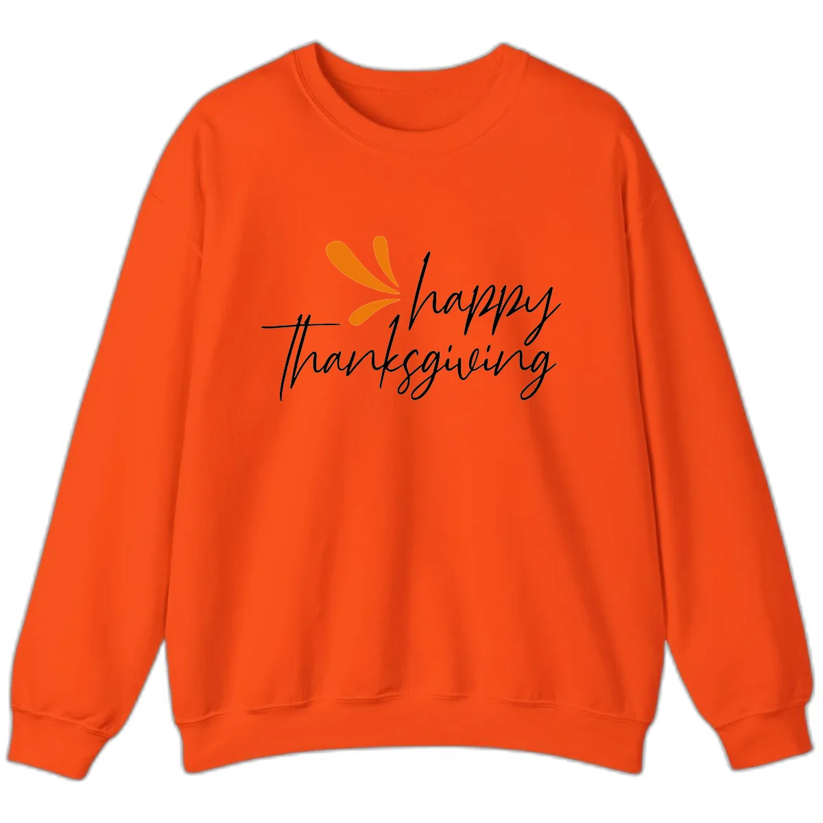 Happy Thanksgiving Script Design Sweatshirt in Orange