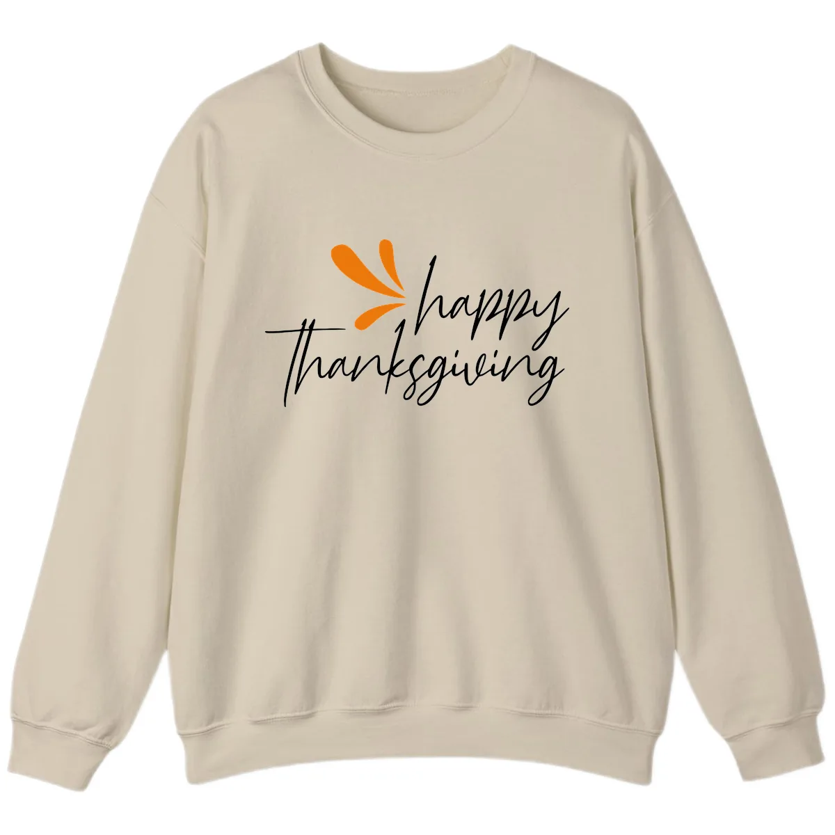 Happy Thanksgiving Script Design Sweatshirt in Sand