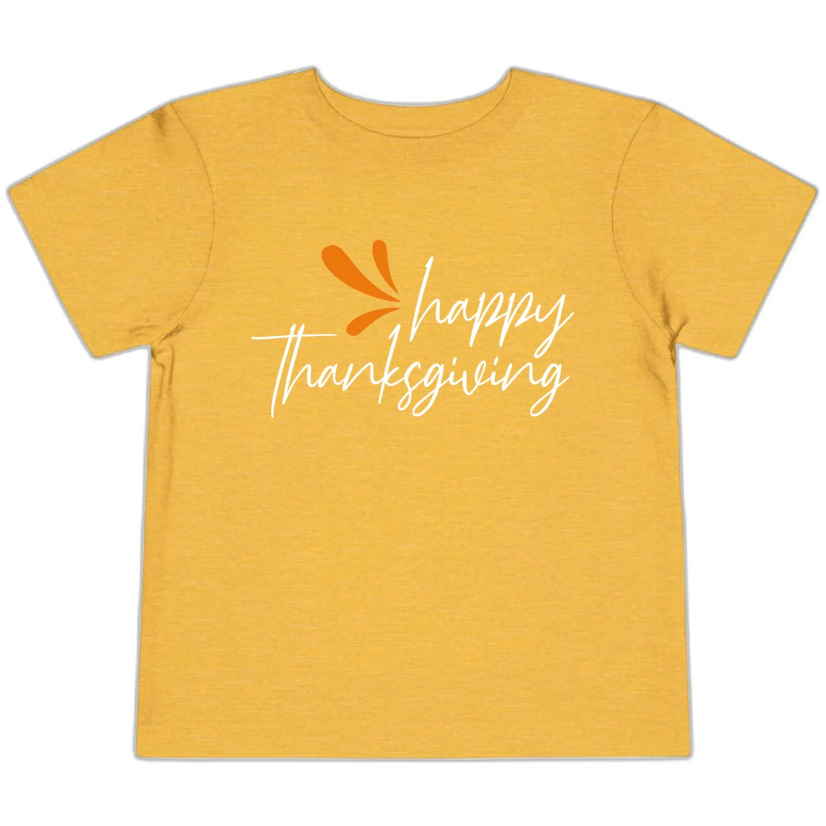 Happy Thanksgiving Script Design Toddler T-Shirt in Heather Yellow Gold