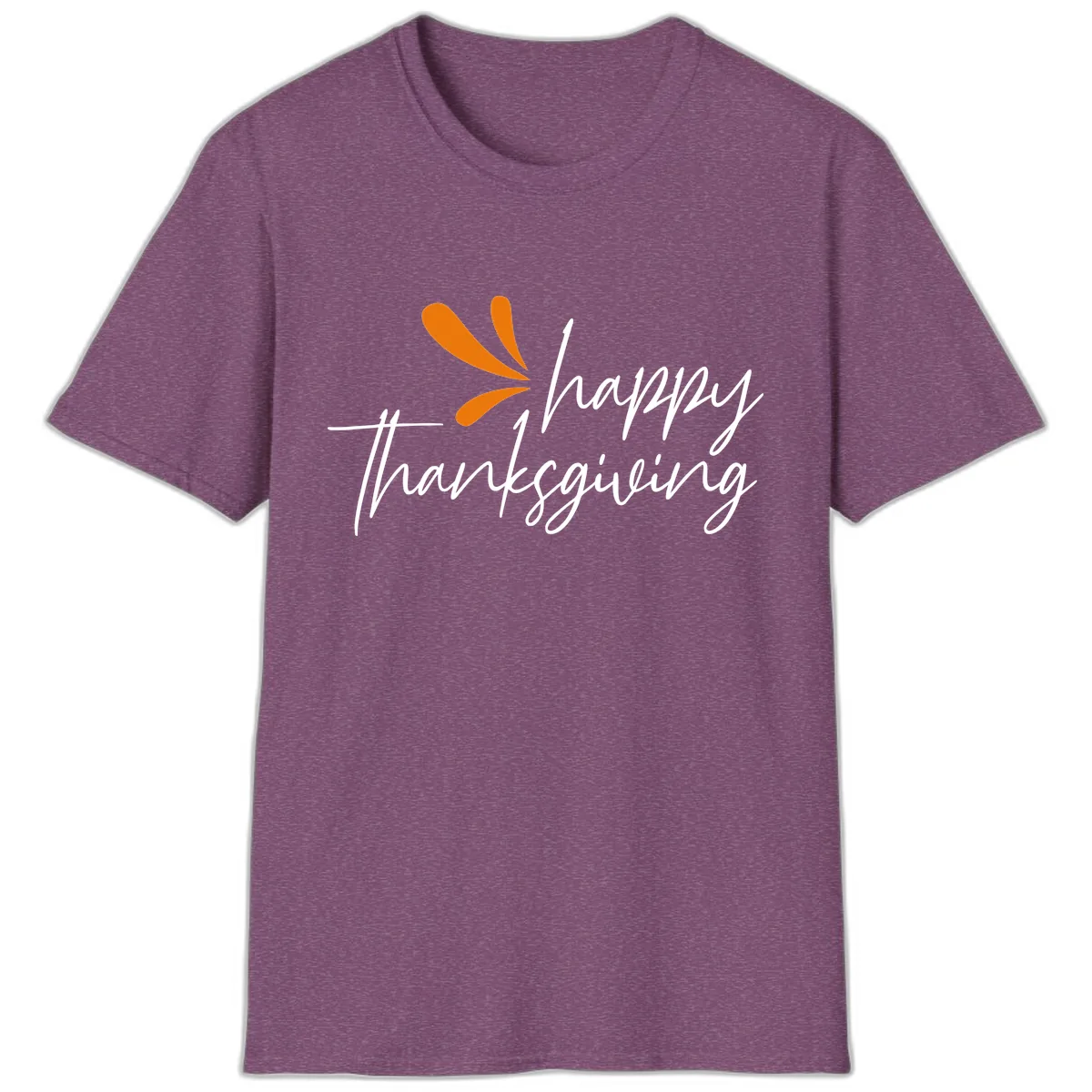 Happy Thanksgiving Script Design T-Shirt in Heather Maroon