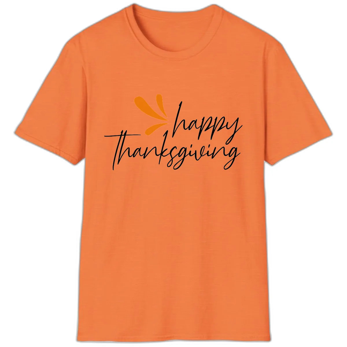 Happy Thanksgiving Script Design T-Shirt in Heather Orange