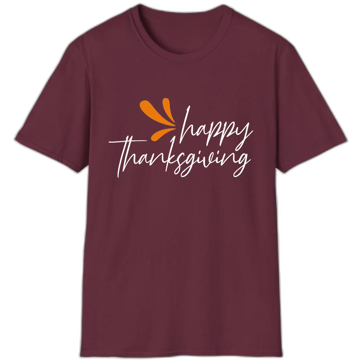 Happy Thanksgiving Script Design T-Shirt in Maroon