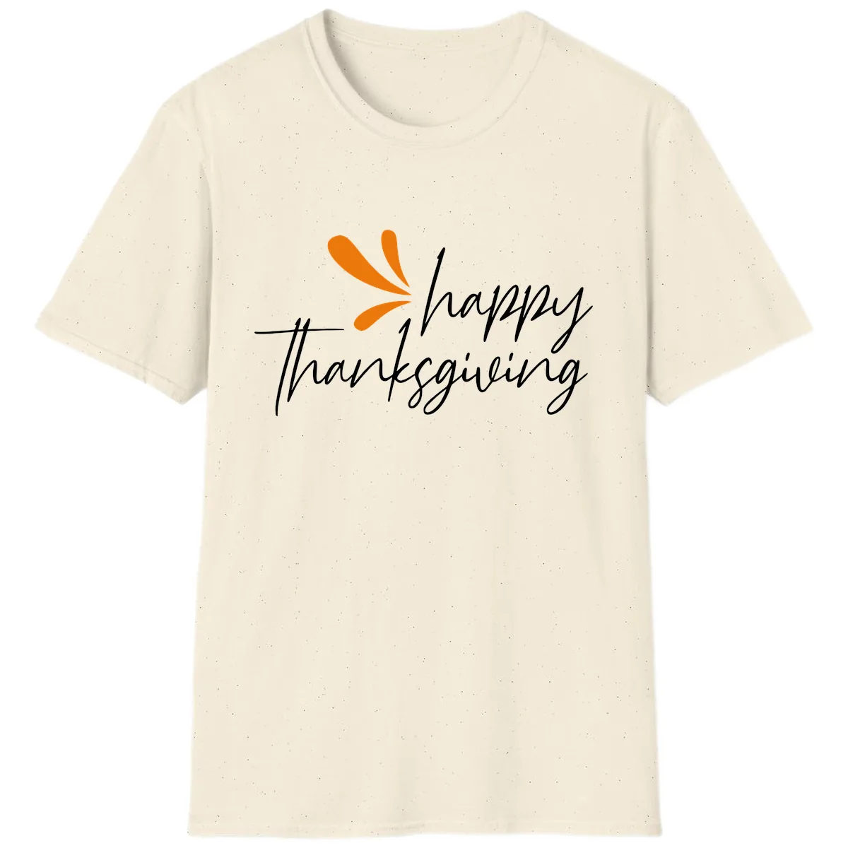 Happy Thanksgiving Script Design T-Shirt in Natural