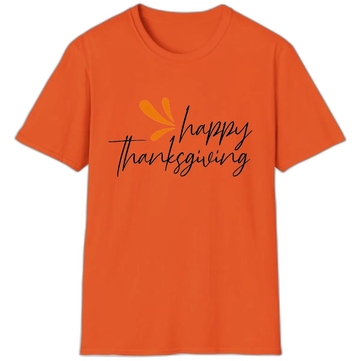Happy Thanksgiving Script Design T-Shirt in Orange