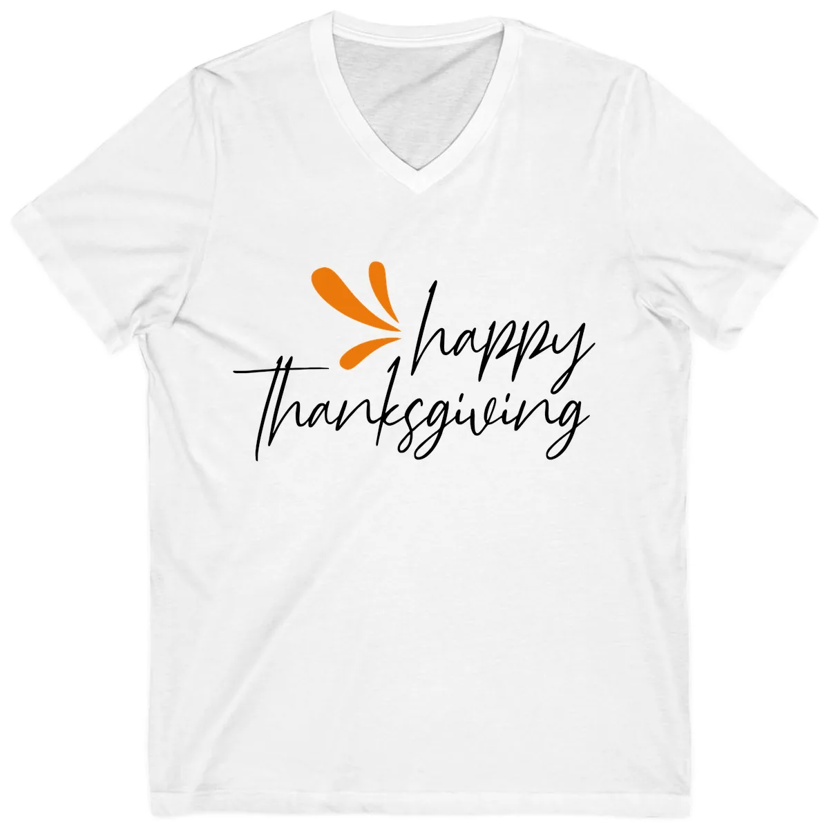 Happy Thanksgiving Script Design V-Neck in White