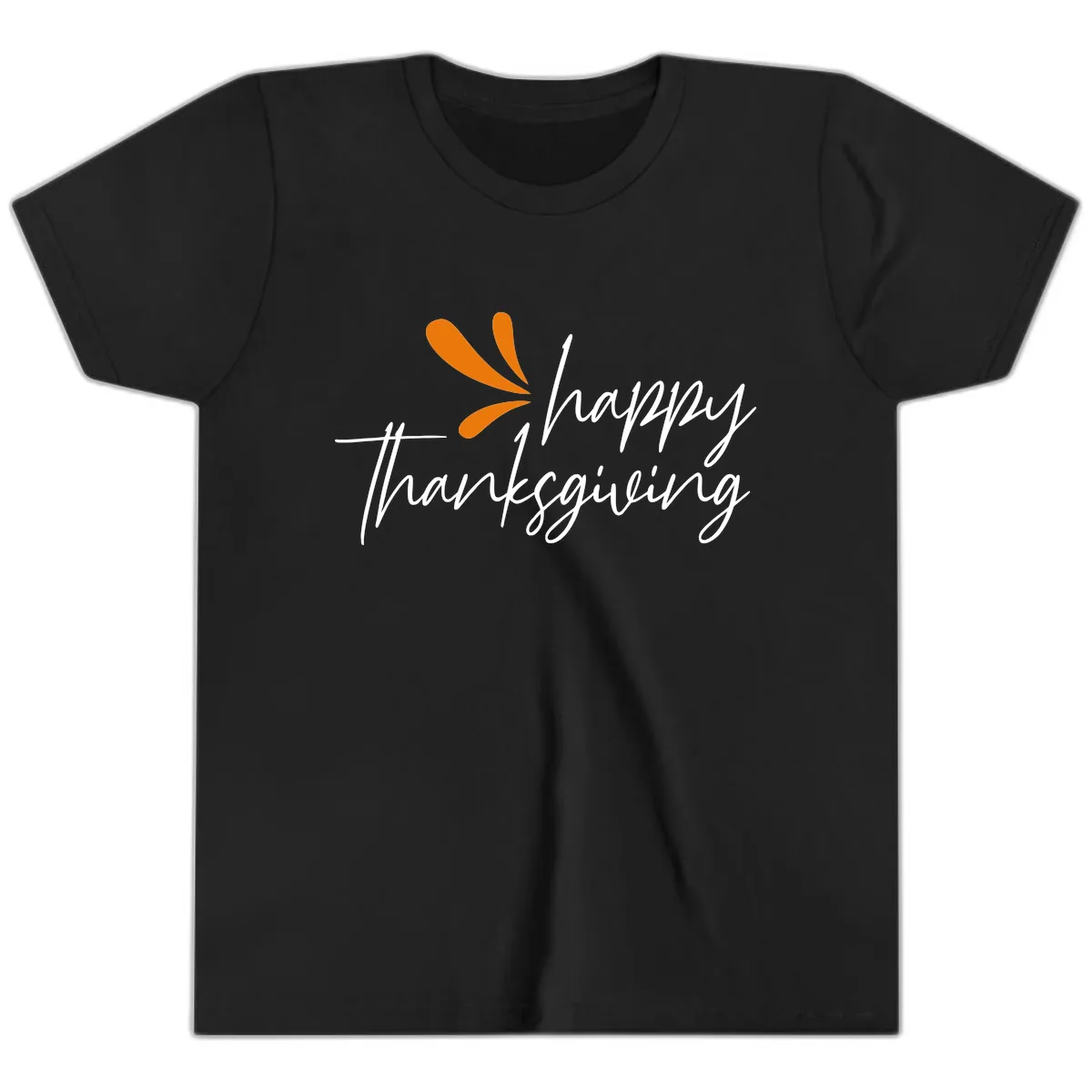 Happy Thanksgiving Script Design Youth T-Shirt in Black