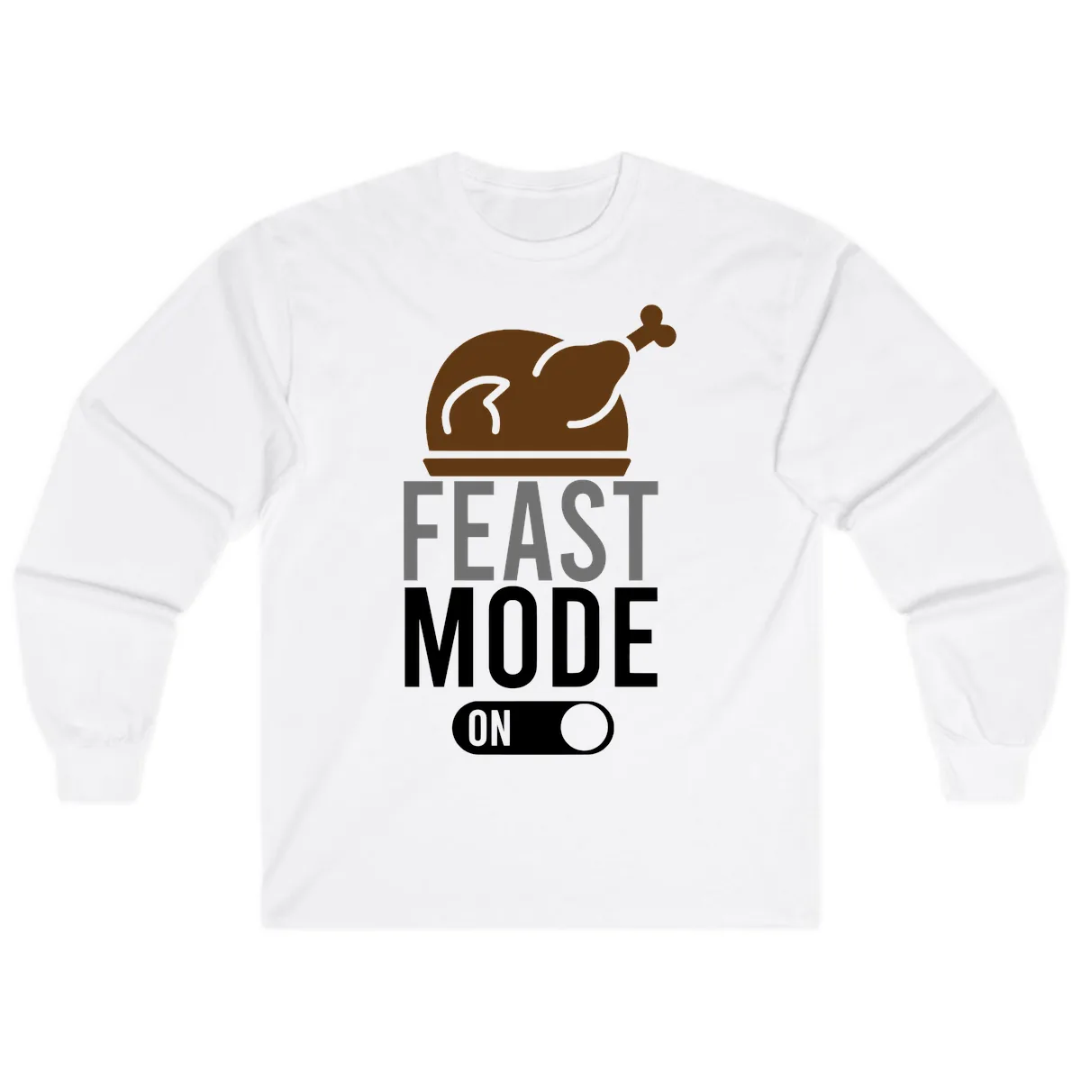 Feast Mode On Thanksgiving Long Sleeve in White