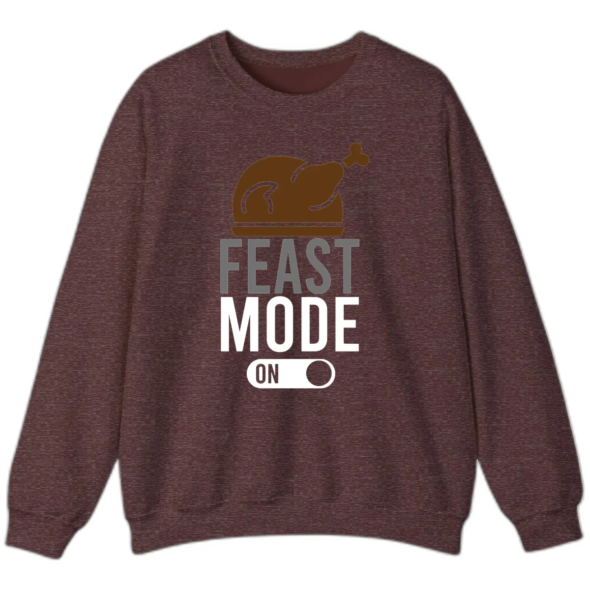 Feast Mode On Thanksgiving Sweatshirt in Heather Sport Dark Maroon
