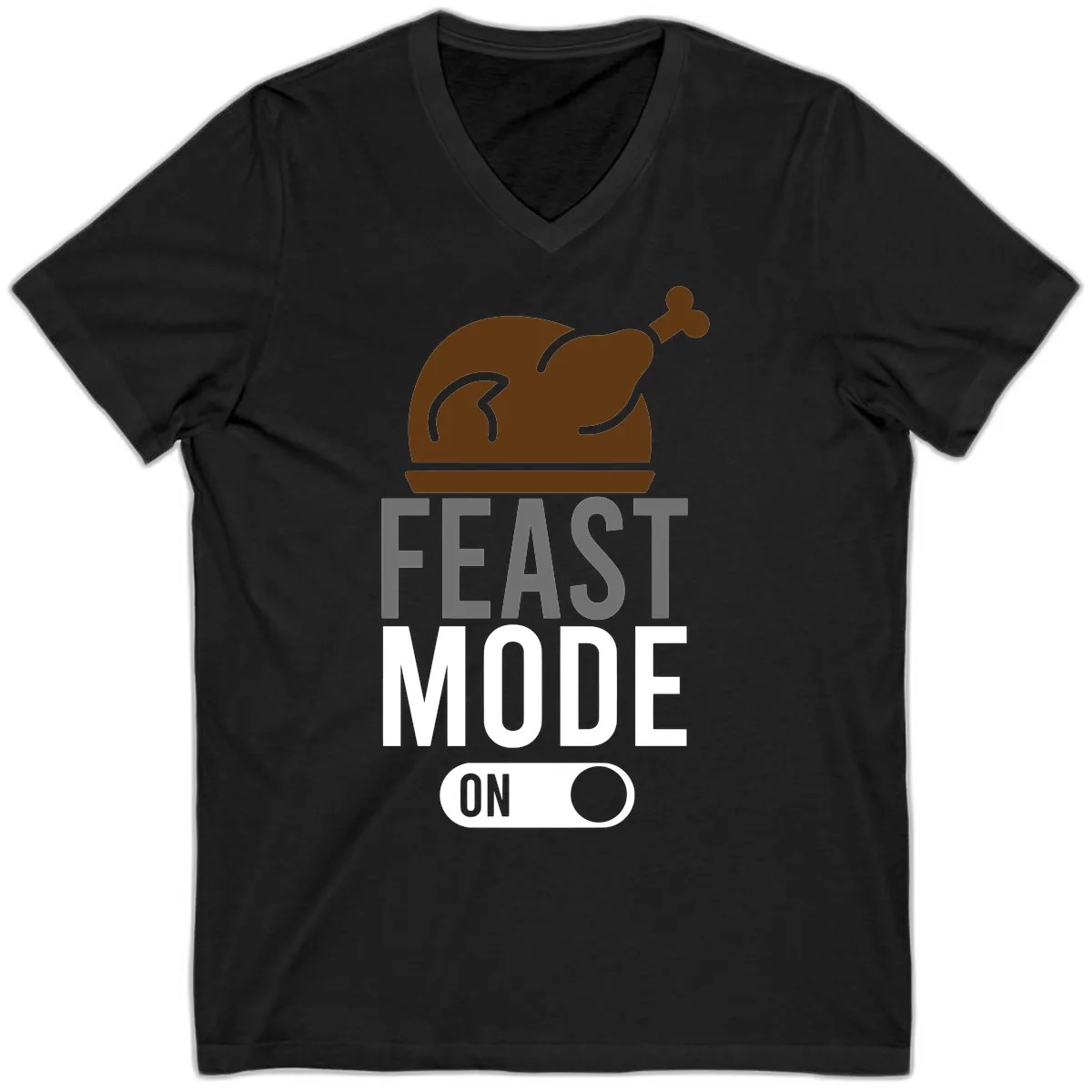 Feast Mode On Thanksgiving V-Neck in Black