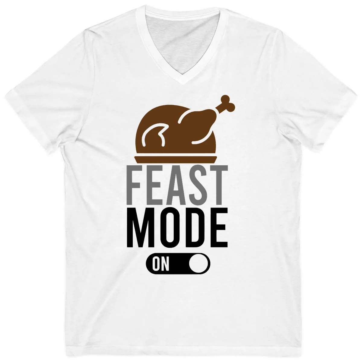 Feast Mode On Thanksgiving V-Neck in White