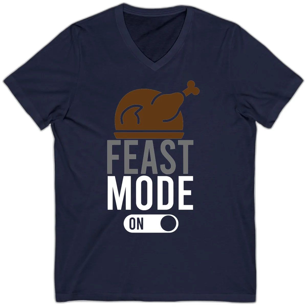 Feast Mode On Thanksgiving V-Neck in Navy