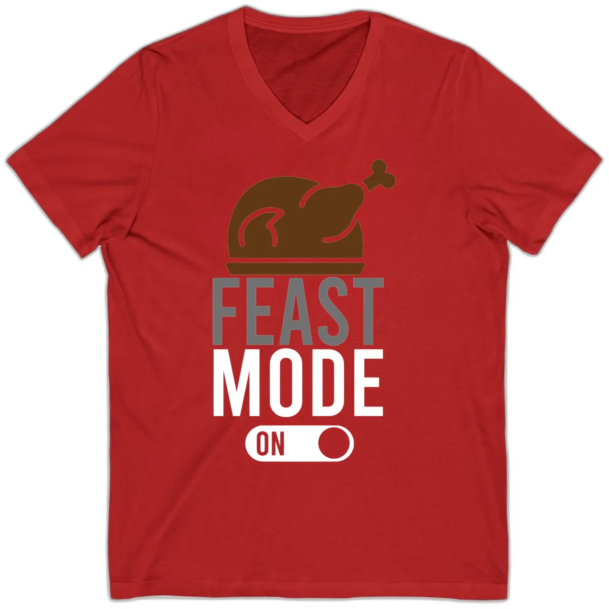 Feast Mode On Thanksgiving V-Neck in Red