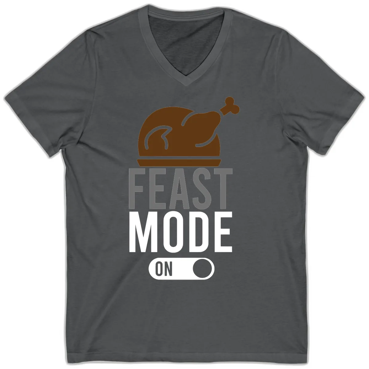Feast Mode On Thanksgiving V-Neck in Asphalt