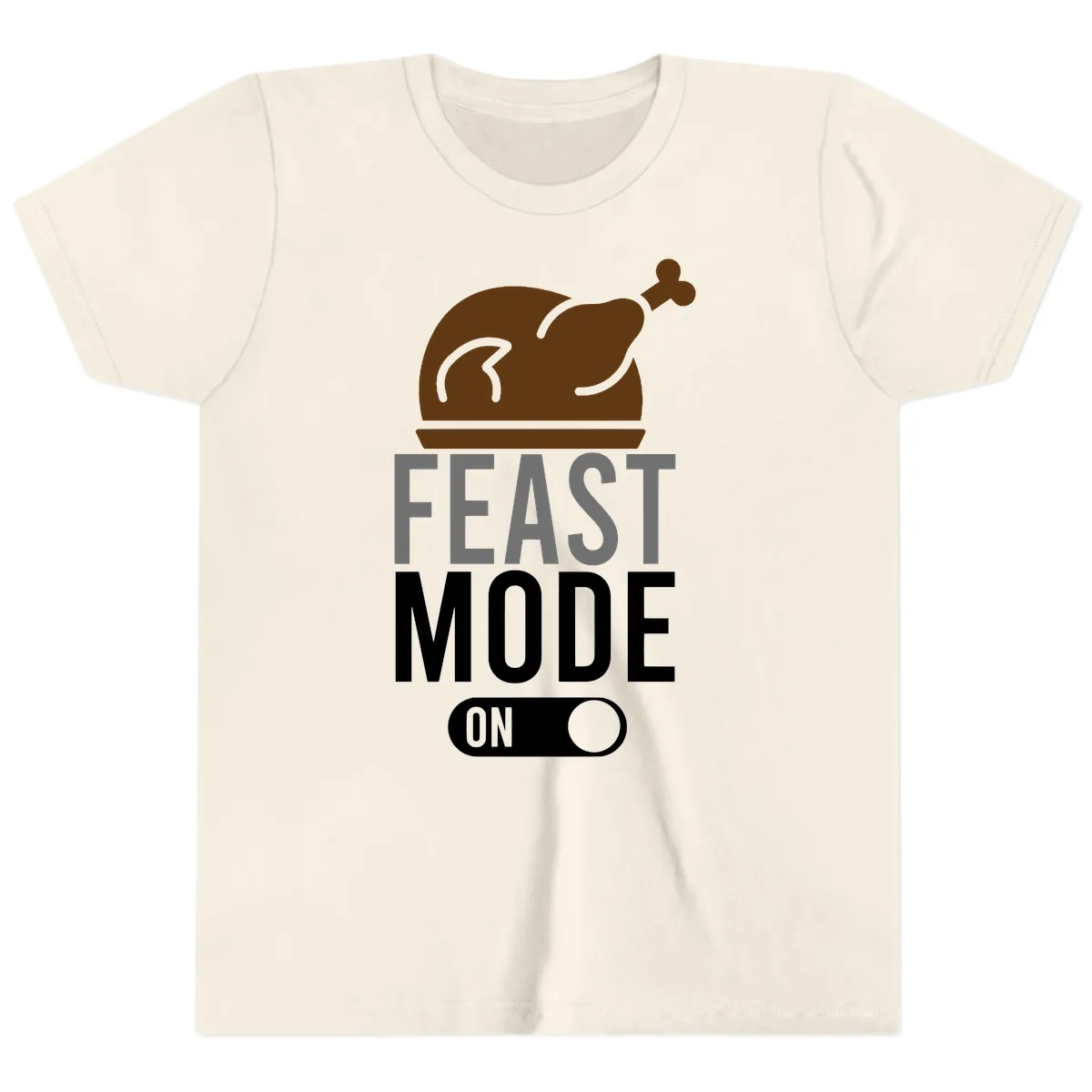 Feast Mode On Thanksgiving Youth T-Shirt in Natural