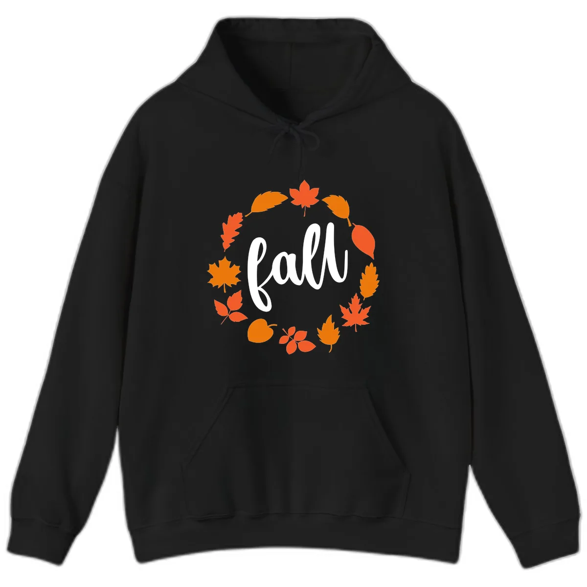 Fall Leaves Wreath Hoodie in Black