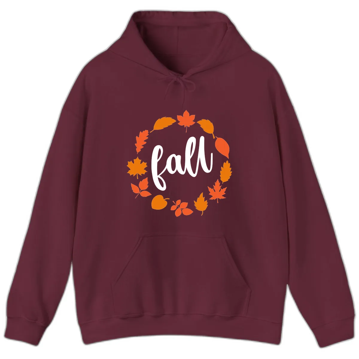 Fall Leaves Wreath Hoodie in Maroon