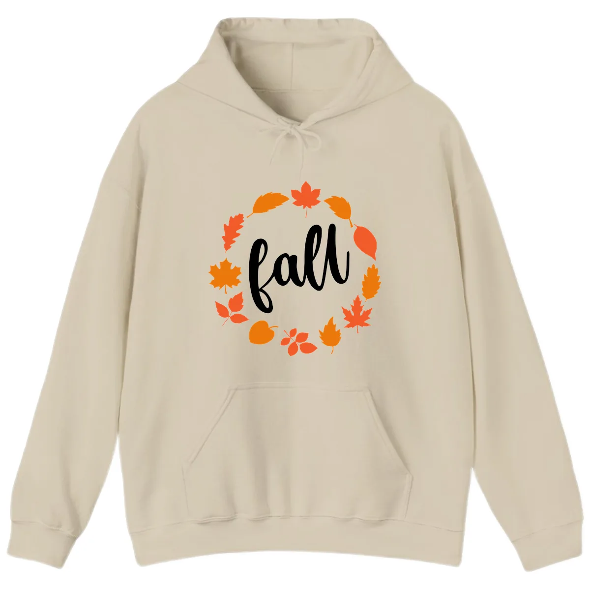 Fall Leaves Wreath Hoodie in Sand