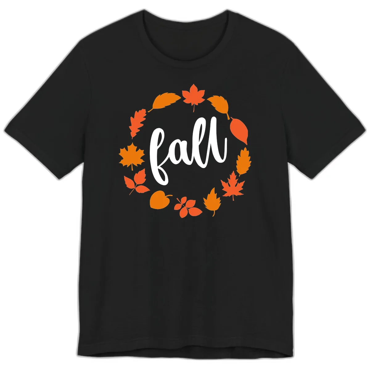Fall Leaves Wreath Premium T-Shirt in Black