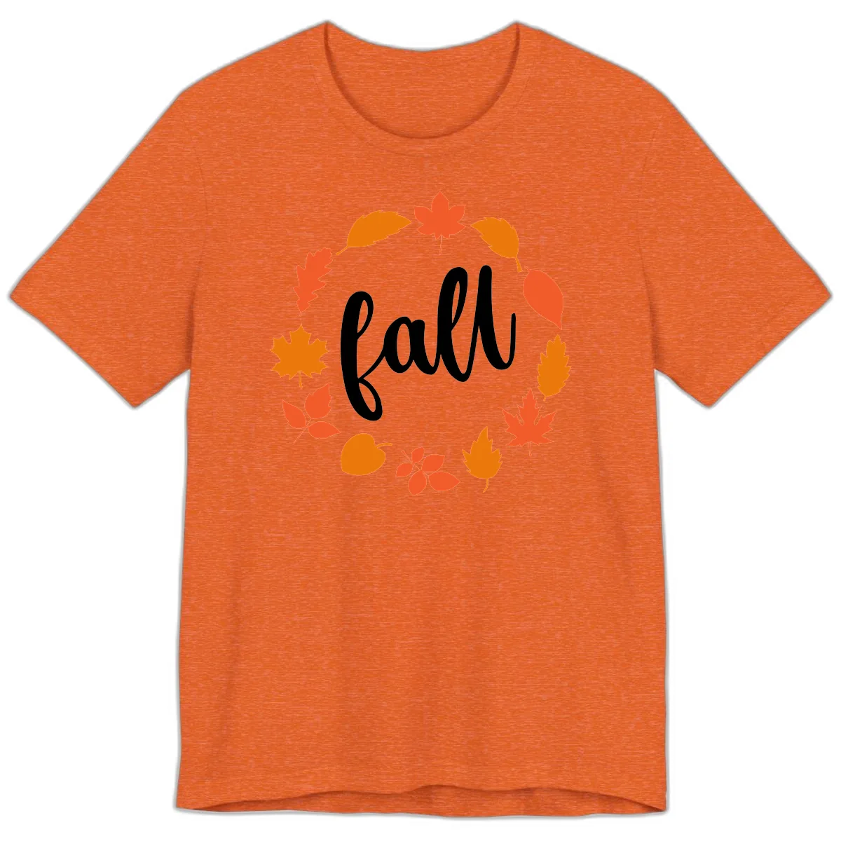 Fall Leaves Wreath Premium T-Shirt in Heather Orange