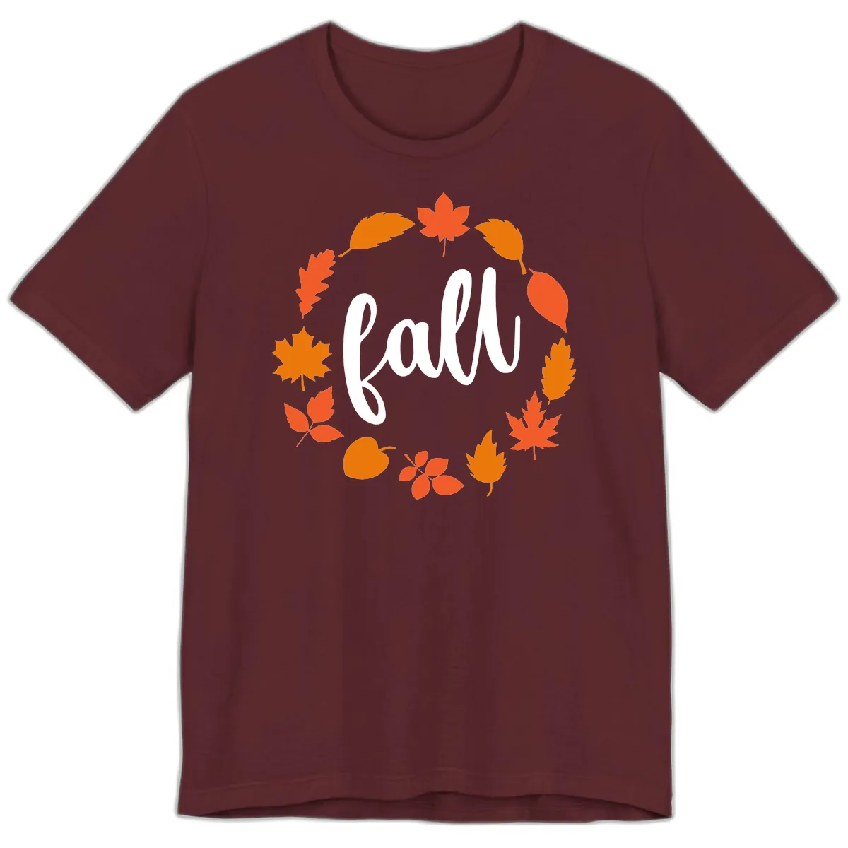 Fall Leaves Wreath Premium T-Shirt in Maroon