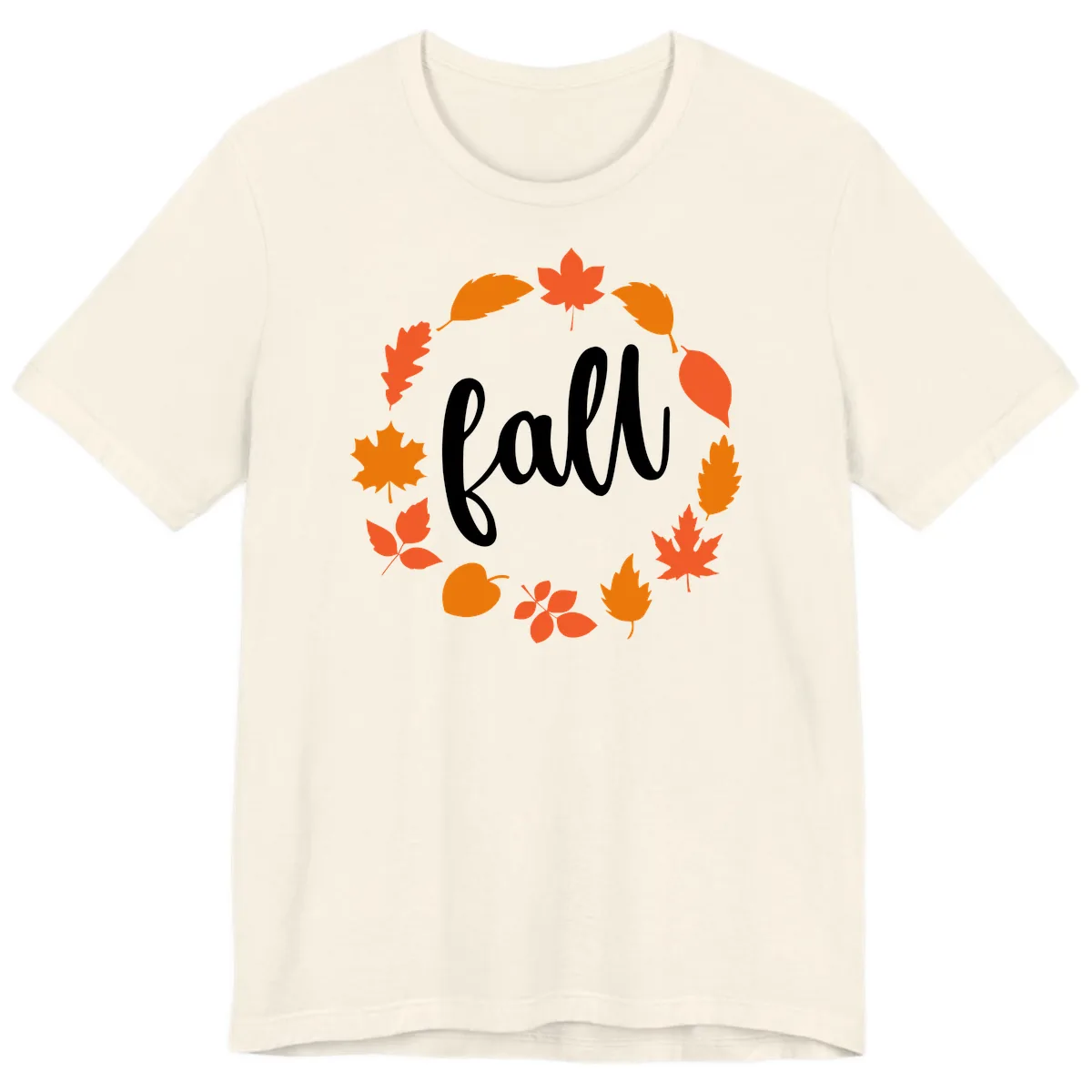Fall Leaves Wreath Premium T-Shirt in Natural