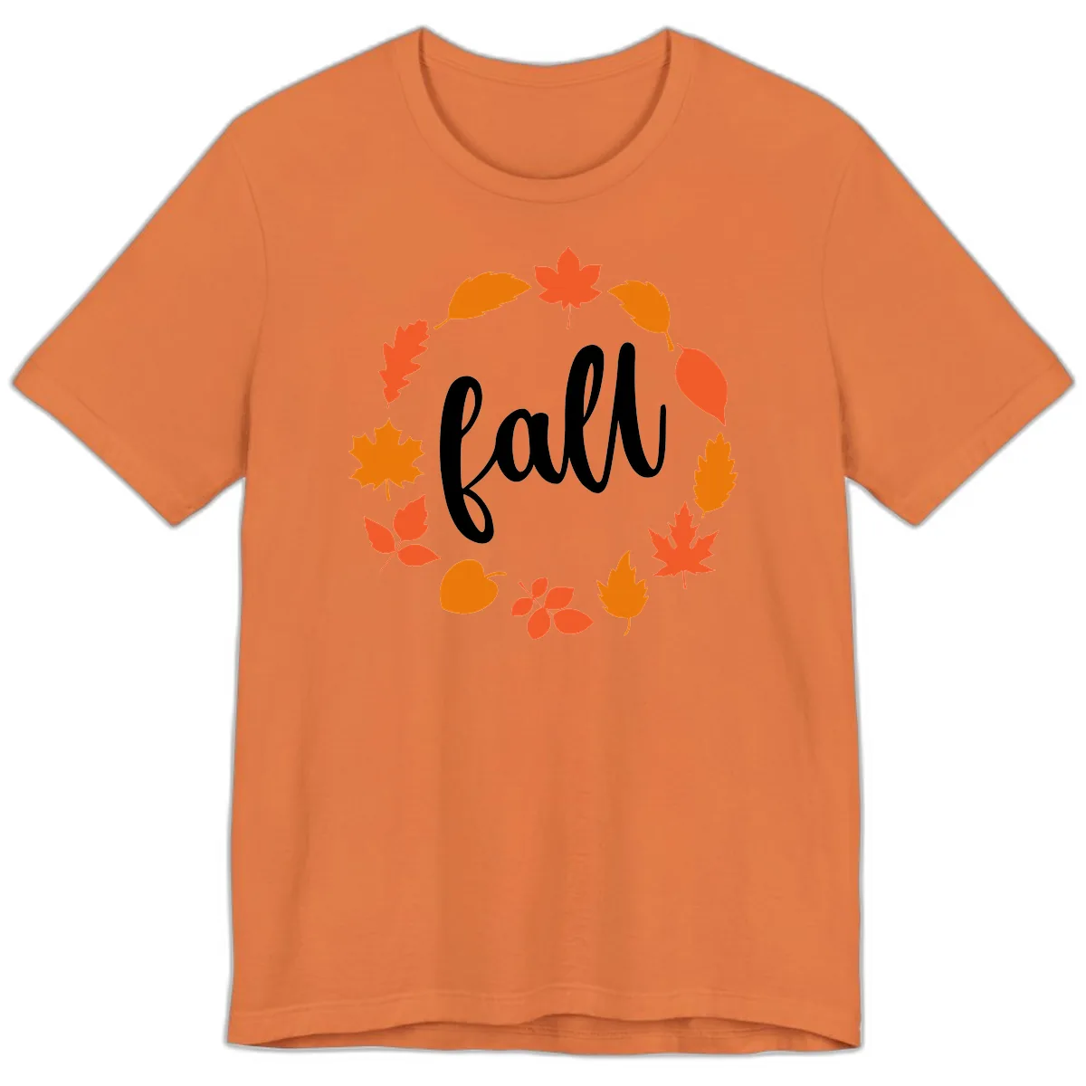 Fall Leaves Wreath Premium T-Shirt in Burnt Orange