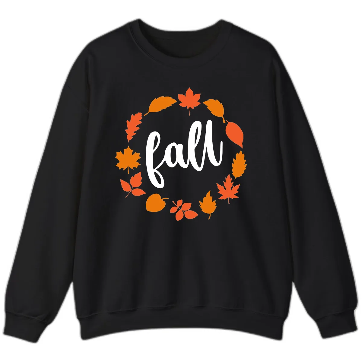 Fall Leaves Wreath Sweatshirt in Black