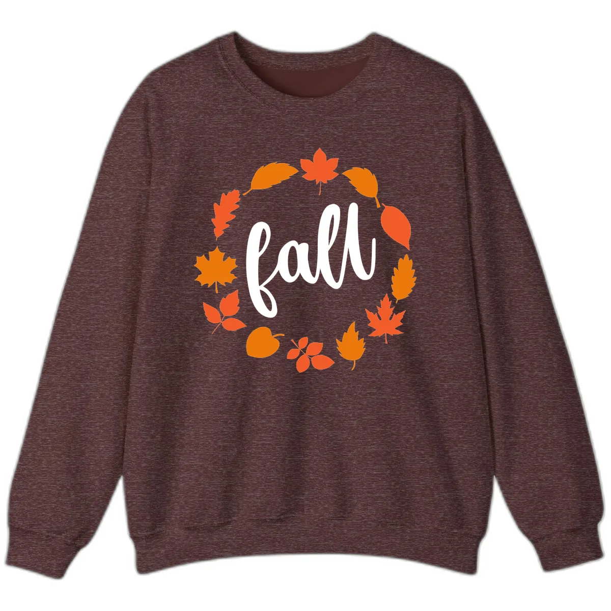 Fall Leaves Wreath Sweatshirt in Heather Sport Dark Maroon