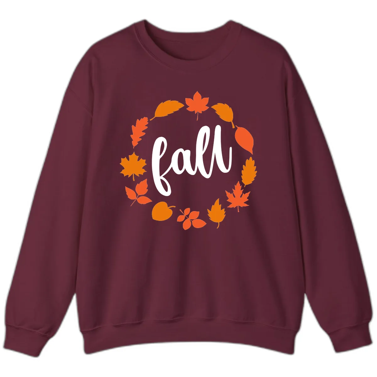 Fall Leaves Wreath Sweatshirt in Maroon