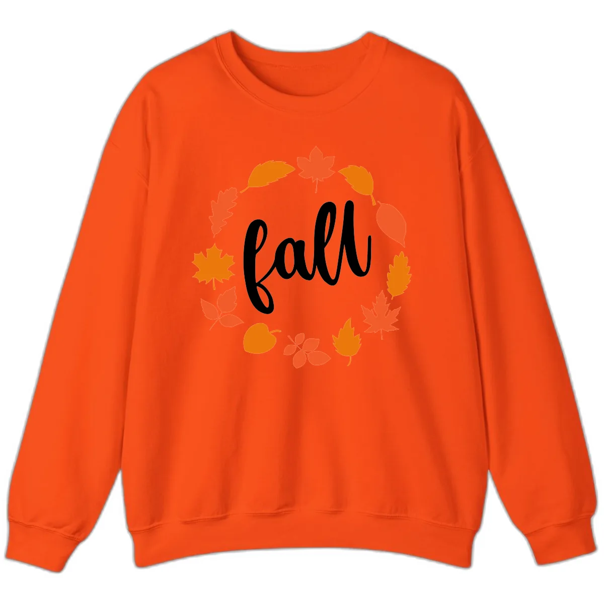 Fall Leaves Wreath Sweatshirt in Orange